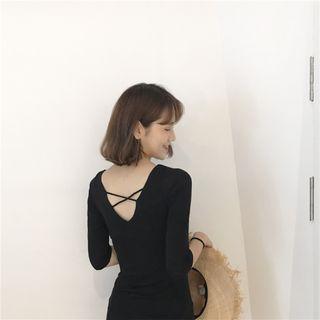 Crisscross Back 3/4 Sleeve Dress