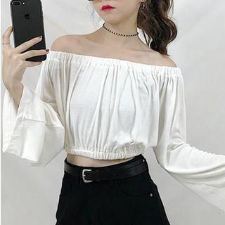Off-shoulder Cropped Smocked Top