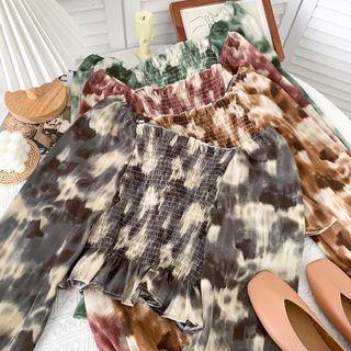 Tie-dyed Smocked Crop Top