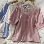 Tie-back Lace-panel Loose Top