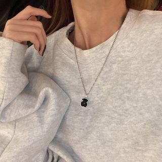 Bear Necklace Bear - Black - One Size
