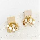 Alloy Square & Disc Fringed Earring 1 Pair - Gold - One Size