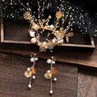 Wedding Set: Faux Pearl Branches Tiara + Dangle Earring Tiara & 1 Pair Clip On Earrings - One Size