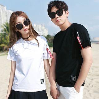 Couple Matching Zip Short-sleeve T-shirt