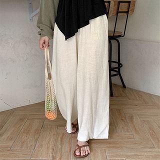 Plus Size Linen Blend Culottes