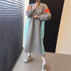 Color Block Midi A-line Sweatshirt Dress
