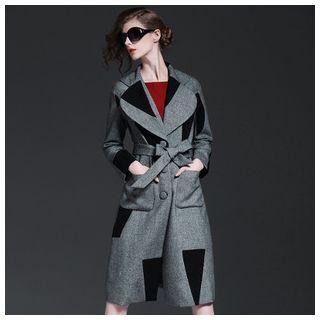 Color Block Woolen Coat