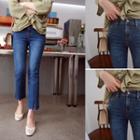 Band-waist Scallop-hem Boot-cut Jeans