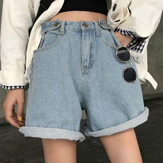 Denim Wide-leg Shorts Blue - One Size