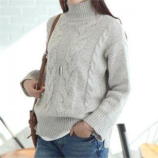 Turtle-neck Cable Sweater