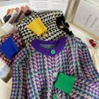 Houndstooth Slim-fit Crew-neck Sweater
