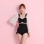 Ruffle Trim Swimsuit / Pouch / Set