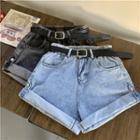 Set: Denim Wide Leg Shorts + Belt