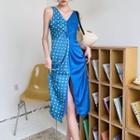 Sleeveless Dotted Twist-front A-line Dress