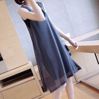 Plain V-neck Sleeveless Knit Dress