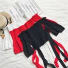 Off Shoulder Elbow-sleeve Crop Top