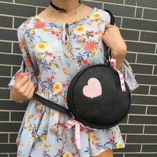 Lettering Heart Round Crossbody Bag