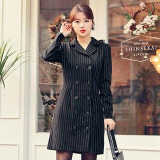 Double-breasted Striped Shirtdress