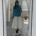 Plain Toggle Cardigan / Midi Skirt
