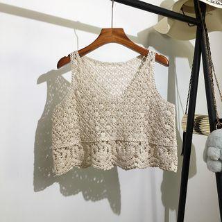 Crochet Knit Cropped Vest