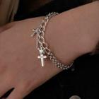 Cross Alloy Bracelet Silver - One Size