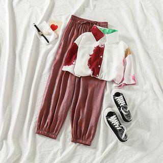 Printed Short-sleeve Shirt / Harem Pants