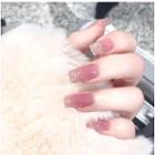 Glitter Faux Nail Tips Jp1457-b3 - Glue - Pink - One Size
