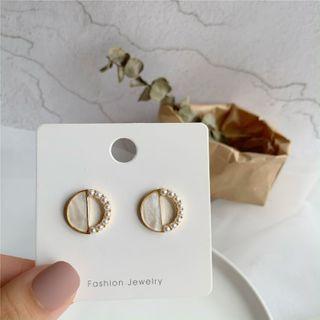 Faux Pearl Alloy Earring 1 Pair - 357 - Gold - One Size
