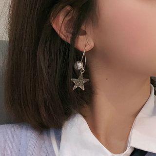 Faux Pearl Rhinestone Star Drop Earring