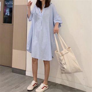 Lace-up Detail Shirtdress