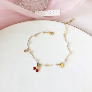Cherry Alloy Bracelet 1 Pc - Bracelet - Cherry - Gold - One Size