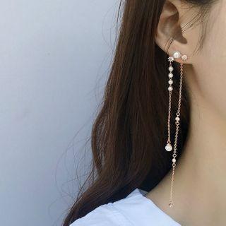 Non-matching Rhinestone Earring 1 Pair - Rose Gold - One Size