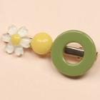 Acrylic Flower Hair Clip Yellow & Green - One Size