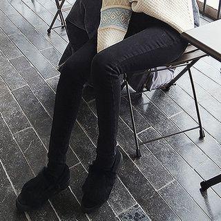 Band-waist Brushed Fleece Lined Skinny Jeans