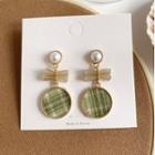 Plaid Disc Earring / Clip-on Earring