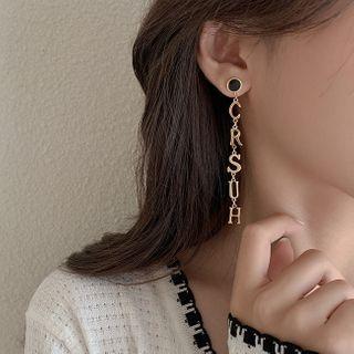 Lettering Dangle Earring 1 Pair - Earring - Gold - One Size
