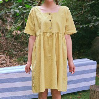 Short-sleeve Tie-back A-line Dress