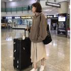 Plain Long-sleeve Midi Shirt Dress / Oversized Hoodie