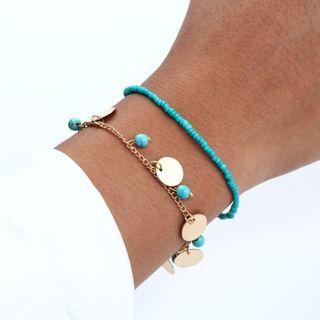 Bead Bracelet Blue & Gold - One Size