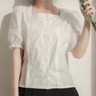 Short-sleeve Square Collar Button Top