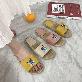 Dog Print Espadrille Slide Sandals