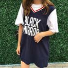 Mock Two Piece Lettering Short Sleeve T-shirt