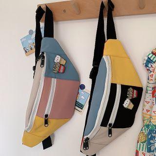 Color Panel Nylon Sling Bag