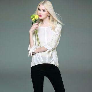 Tie-cuff Silk Blouse