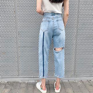 High-waist Cropped Harem Jeans