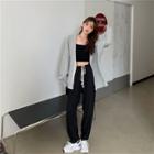Plain Hooded Jacket / High Waist Pants