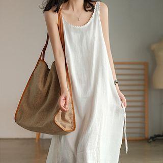 Sleeveless Eyelet Lace Midi Shift Dress