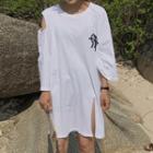 Shoulder Cut Out Long-sleeve T-shirt Dress