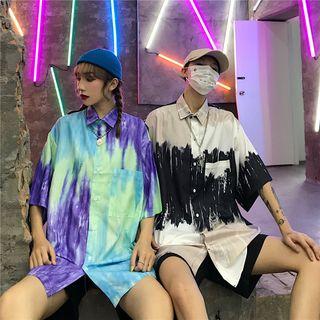 Tie-dyed Short-sleeve Casual Shirt