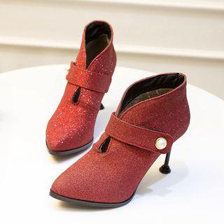 Glitter Kitten-heel Ankle Boots